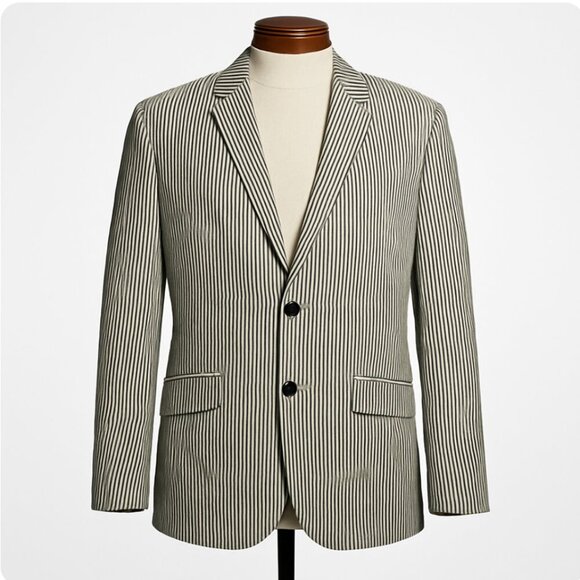 ETRO Mens striped Blazer Jacket size 52 R 42R Gray stripes sport coat - Picture 8 of 9